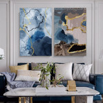 Stains Marble Modern 2 Multi Panel Wall Hanging Set Artwork Image Abstract Canvas Print for Room Embellishment