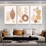 Vase Stroke Leaves Minimalist Cheap 3 Multi Panel Scandinavian Wall Art Photograph Abstract Canvas Print for Room Disposition