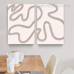Bold Stria Abstract Scandinavian 2 Piece Wall Artwork Geometric Photograph Canvas Print Set for Room Ornament