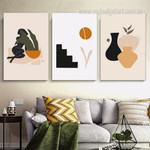 Stairs Minimalist Abstract Stretched Framed Artwork 3 Panel Canvas Art for Room Wall Garnish