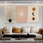 Sun and Moon Minimalist Boho Abstract Stretched Framed Artwork 3 Panel Wall Art for Room Wall Spruce Sun and Moon Minimalist Boho Abstract Stretched Framed Artwork 3 Panel Wall Art for Room Wall Spruce