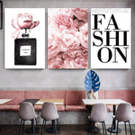 Parfum Paris Fashion Modern Stretched Framed Artwork 3 Piece Canvas Art for Room Wall Adorn