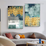 Auric Stains Modern Abstract Framed Stretched Artwork 2 Piece Canvas for Room Wall Ornament