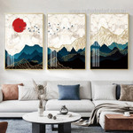Japanese Mountain Sunrise Abstract Landscape Modern Stretched Framed Artwork 3 Piece Wall Art for Room Wall Garniture Japanese Mountain Sunrise Abstract Landscape Modern Stretched Framed Artwork 3 Piece Wall Art for Room Wall Garniture