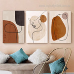 Face Line Art Abstract Geometric Minimalist Stretched Framed Artwork 3 Piece Wall Art for Room Wall Onlay