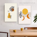 Phoebe Leaves Naturescape Minimalist Pattern 2 Piece Set Modern Painting Picture Canvas Print for Room Wall Arrangement