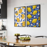 Yellow Lime Flowers Botanical Modern 2 Panel Wall Set Art Image Landscape Canvas Print for Room Finery