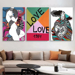 Love Cards Spots Geometric Vintage Photograph Abstract 3 Piece Canvas Print Set for Room Wall Art Decoration