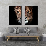 Lion Visage Abstract Modern 2 Multi Panel Animal Art Set Picture Canvas Print for Wall Hanging Decoration Lion Visage Abstract Modern 2 Multi Panel Animal Art Set Picture Canvas Print for Wall Hanging Decoration