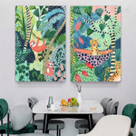 Sloth Family Trees Animal Botanical Set Picture 2 Multi Panel Nordic Canvas Print Artwork Set for Wall Hanging Moulding