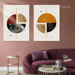 Quarterly Tarnish Spots Geometrical Image Abstract 3 Multi Panel Modern Set Art Wall Canvas Print Sets for Room Assortment