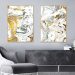 Splashes Marble Abstract Photo Modern 2 Piece Set Canvas Print for Room Wall Art Assortment