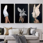 Squaw Visage Female Figure Modern 3 Multi Piece Wall Art Set Abstract Photograph Canvas Print for Room Ornament