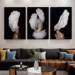 Nude Matron Wings Abstract Modern 3 Panel Figure Set Painting Photograph Print on Canvas Home Wall Moulding Nude Matron Wings Abstract Modern 3 Panel Figure Set Painting Photograph Print on Canvas Home Wall Moulding