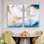 Convoluted Blots Spots Abstract Contemporary Painting 2 Multi Panel Set Watercolor Photograph Print on Canvas for Wall Hanging Tracery