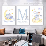 Cute Elephant Cartoon Stars Modern Animal 3 Multi Panel Painting Set Minimalist Photograph Custom Canvas Print for Home Wall Adornment Cute Elephant Cartoon Stars Modern Animal 3 Multi Panel Painting Set Minimalist Photograph Custom Canvas Print for Home Wall Adornment