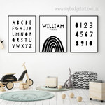 A To Z Alphabets Nursery Modern 3 Panel Typography Set Art Photograph Print On Canvas Room Wall Decor
