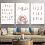 Numeric Counting Modern Set Picture 3 Multi Piece Minimalist Typography Canvas Print Kids Custom Art Set for Room Wall Molding