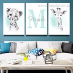 Cub And Calf Animal Minimalist 3 Multi Panel Painting Set Photograph Custom Nursery Canvas Print for Room Adornment