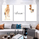 Giraffe Minimalist Modern Photograph 3 Piece Animal Set Kids Nursery Canvas Print for Room Wall Art Assortment