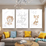 Dream Big Little One Modern Quotes Photograph Minimalist 3 Piece Set Kids Nursery Canvas Print for Room Wall Art Flourish