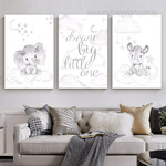 Dream Big Little One Clouds Nursery 3 Piece Animal Quotes Art Sets Pic Canvas Print for Room Wall Disposition