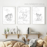 Dream Big Little One Elephant Quotes Animal Wall Hanging Set Artwork Image 3 Multi Panel Nursery Canvas Prints for Room Ornament