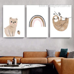 Bear And Sloth Animal Nordic 3 Multi Panel Minimalist Painting Set Photograph  Nursery Canvas Print for Room Adornment Bear And Sloth Animal Nordic 3 Multi Panel Minimalist Painting Set Photograph  Nursery Canvas Print for Room Adornment