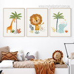 Elephant Love Nature Lion Animal Photograph Landscape 3 Piece Set Nursery Canvas Print for Room Wall Art Flourish