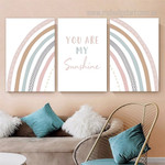You Are My Sunshine Quotes Abstract Photograph 3 Panel Canvas Print Artwork Set for Room Wall Getup