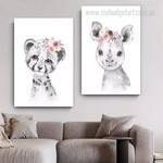 Floret Calf Cub Floral Animal 2 Panel Set Painting Photograph Kids Nursery Print on Canvas Home Wall Moulding Floret Calf Cub Floral Animal 2 Panel Set Painting Photograph Kids Nursery Print on Canvas Home Wall Moulding