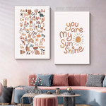 You Are My Sunshine Sun Quotes Scandinavian 2 Panel Wall Set Painting Picture Kids Nursery Canvas Print for Bed Room Ornamentation Ideas