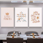 Little Princess Scandinavian 3 Piece Quotes Sets Painting Pic Nursery Canvas Prints for Room Wall Drape