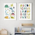 Kawaii Alphabet Leaves Minimalist Watercolor 2 Piece Set Typography Photograph Kids Nursery Canvas Print for Room Wall Artwork Equipment