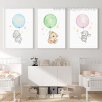 Hippo Fly Balloon Elephant Minimalist Watercolor Photograph Animal 3 Piece Nursery Canvas Print Artwork Set for Room Wall Arrangement Hippo Fly Balloon Elephant Minimalist Watercolor Photograph Animal 3 Piece Nursery Canvas Print Artwork Set for Room Wall Arrangement