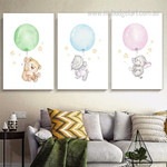 Hippo Fly Balloon Bear Minimalist Animal Photograph 3 Piece Watercolor Set Kids Nursery Canvas Print for Room Wall Art Assortment Hippo Fly Balloon Bear Minimalist Animal Photograph 3 Piece Watercolor Set Kids Nursery Canvas Print for Room Wall Art Assortment
