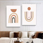 Bold Rainbow Lineaments Minimalist Scandinavian Geometric Photograph 2 Piece Set Nursery Canvas Print for Room Wall Art Decor
