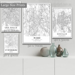 Sao Paulo Rome Seville Modern Abstract Photograph Map Rolled Wrapped 4 Multi Piece Set Canvas Print for Room Wall Painting Onlay Sao Paulo Rome Seville Modern Abstract Photograph Map Rolled Wrapped 4 Multi Piece Set Canvas Print for Room Wall Painting Onlay