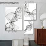 Wavy Lines Abstract Modern Framed Artwork Photo 3 Piece Multi Panel Wall Art for Room Décor