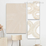 Circular Streaks Minimalist Abstract Stretched Framed Artwork Picture 3 Panel Canvas Prints for Home Decor