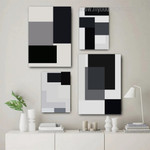Black And White Rectangles Geometrical Modern Abstract Stretched Canvas Print 4 Piece Set Photograph for Room Wall Art Garniture Black And White Rectangles Geometrical Modern Abstract Stretched Canvas Print 4 Piece Set Photograph for Room Wall Art Garniture