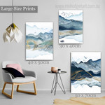 Lake Mountain Abstract Watercolor Landscape Modern Artwork Picture 3 Piece Canvas Art Prints for Room Wall Assortment