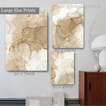 Golden Patches Marble Spots Abstract Photograph Modern Rolled Wrapped 3 Multi Piece Set Canvas Print for Room Wall Painting Flourish