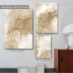 Golden Patches Marble Modern Stretched Abstract Photograph 3 Piece Set Canvas Print Art for Room Wall Hanging Getup