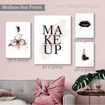 Makeup Modern Fashion Framed Artwork Image 4 Piece Canvas Prints for Home Decoration