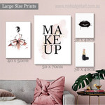 Makeup Modern Fashion Framed Artwork Photo 4 Piece Wall Art for Room Adornment