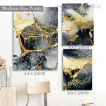 Golden Slur Modern Abstract Artwork Photo 3 Panel Canvas Set for Room Wall Garniture