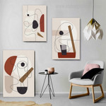 Curved Strokes Scansion Spots Abstract 3 Panel Set Scandinavian Painting Photograph Canvas Stretched Print Home Wall Ornament