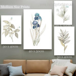 Floret Leafage Flowers Minimalist Modern Stretched Cheap 4 Multi Panel Wall Art Photograph Floral Canvas Print for Room Décor