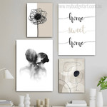 Couple Kiss Minimalist Abstract Canvas Artwork Image 4 Panel Canvas Print for Home Decor